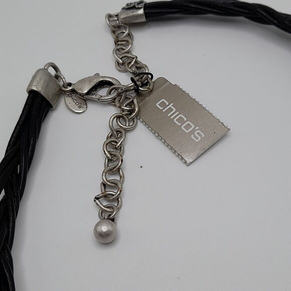 Chico's Twisted Leather Enamel Disk Necklace, New With Tags, 19" - Picture 6 of 9